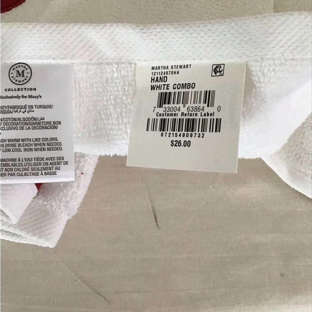 Martha Stewart white combo hand towels.NWT